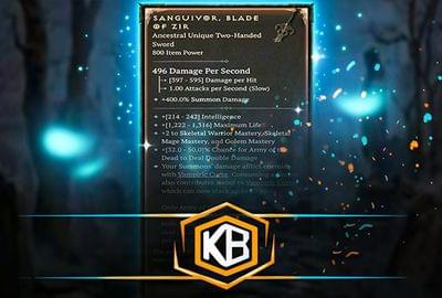 Diablo 4 Sanquivor. Blade of Zir